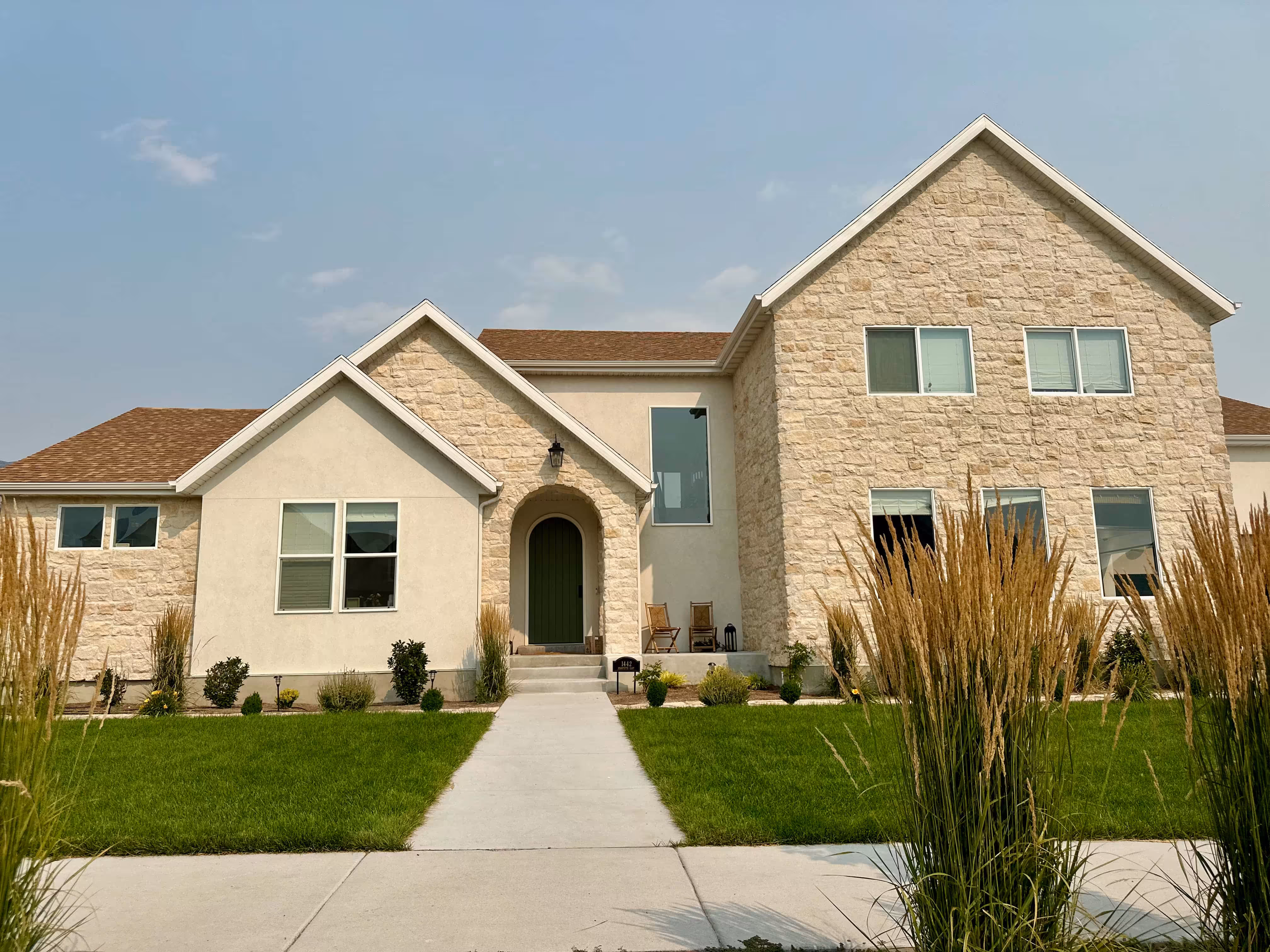 front side of a newly-built residential home